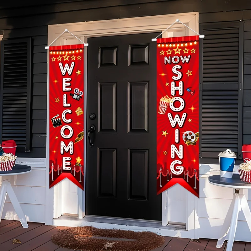 Home Cinema Events - 1 pasang, spanduk selamat datang neon
