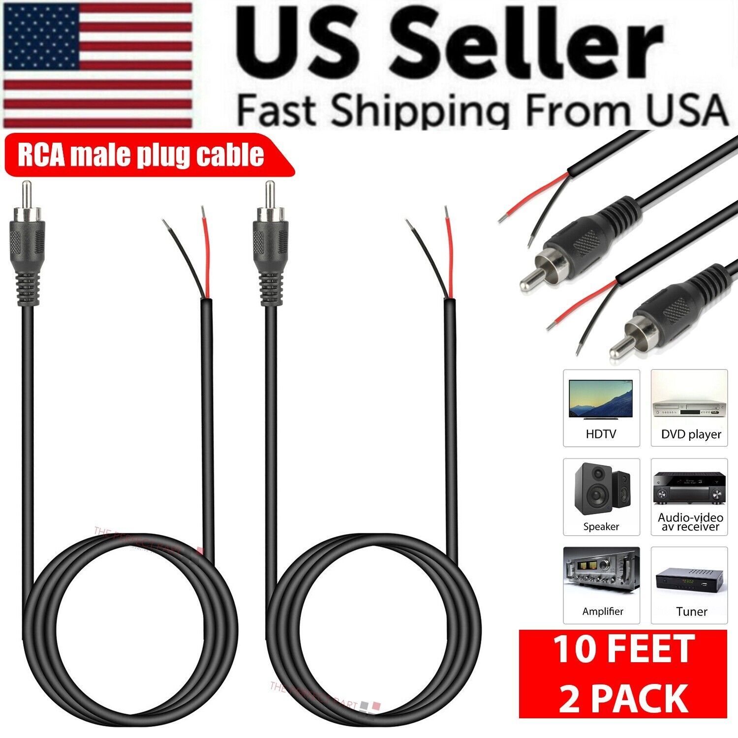 Home Cinema Theater - 2-Pack Kabel Audio Speaker 10ft dengan