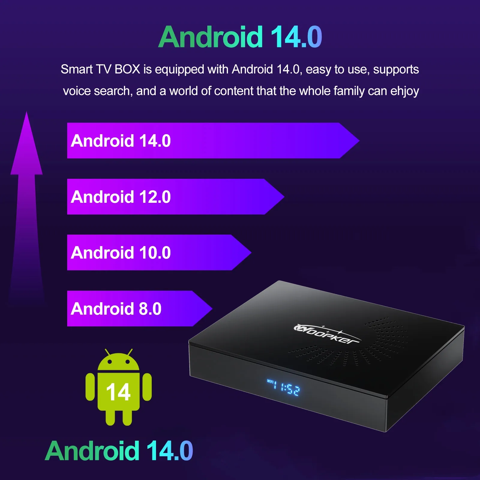 Woopker KW2 Android 14 TV Box  - Home Cinema Youtube ulasan dan harga