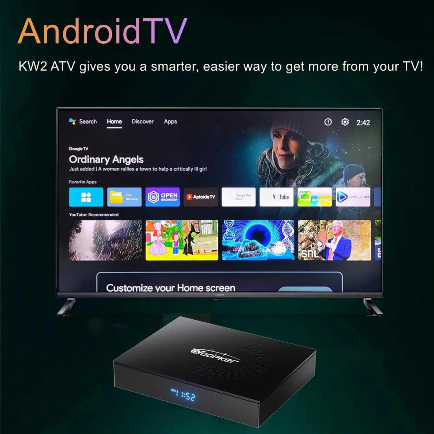 Woopker KW2 Android 14 TV Box  - Home Cinema Youtube ulasan dan harga