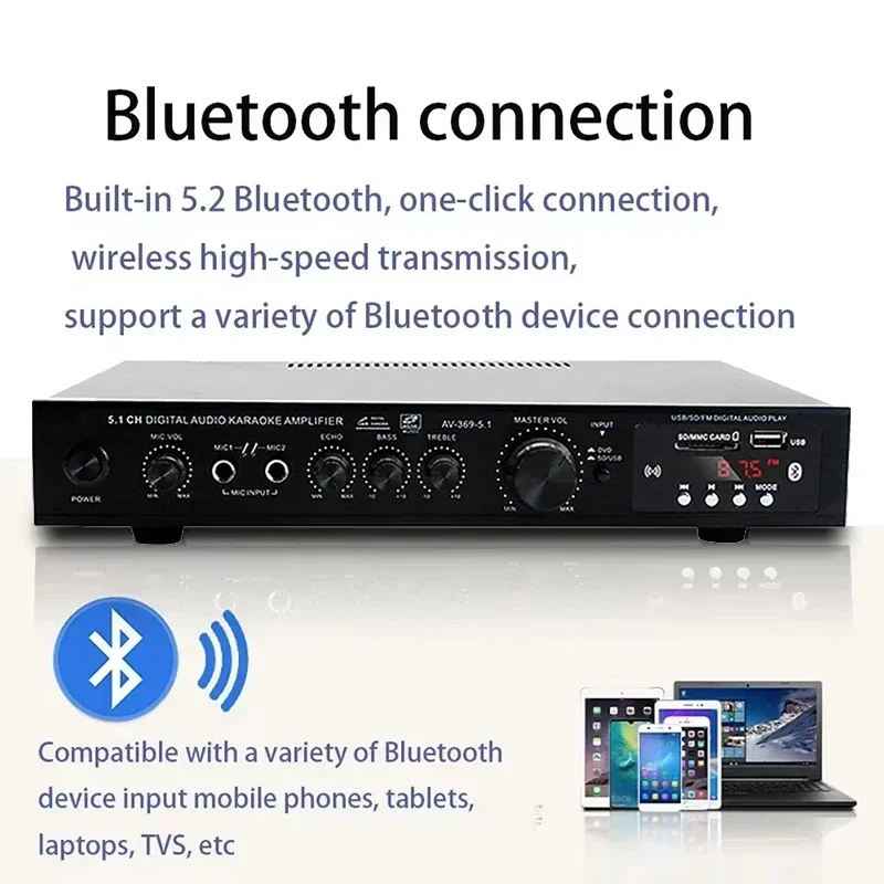 AV-369BT Bluetooth 5.1 Speaker - Home Cinema Receiver ulasan dan harga