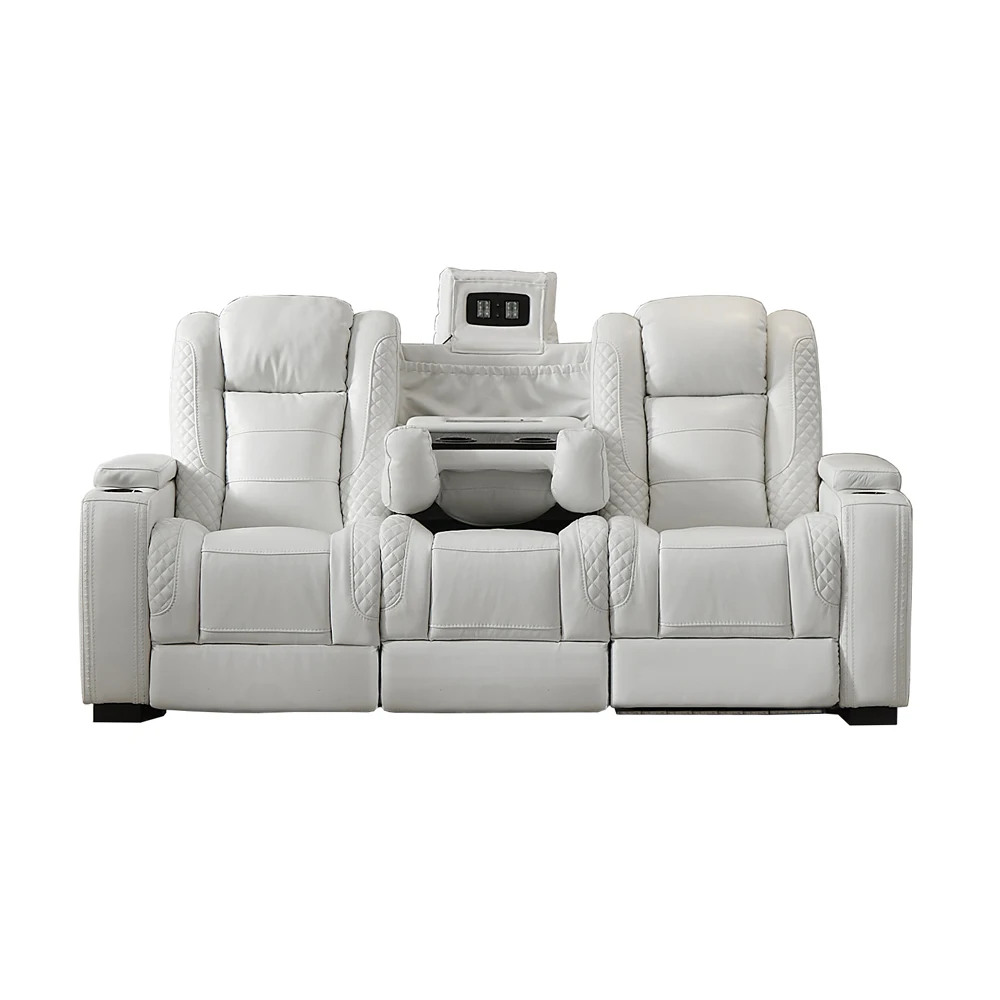 Sofa Kulit Putih Recliner List - Home Cinema Theater ulasan dan harga