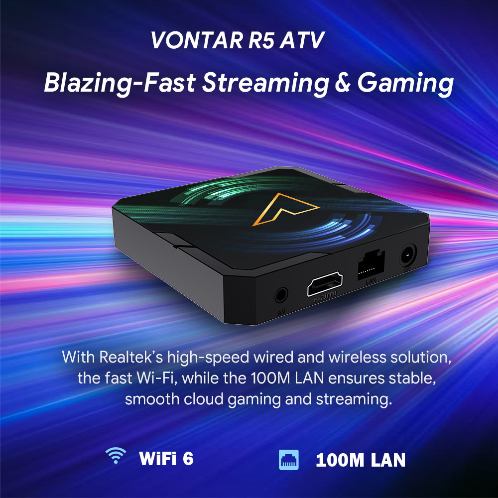 VONTAR R5 ATV TV Box Android14 - Home Cinema Youtube ulasan dan harga